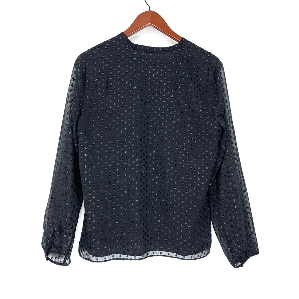 Talbots Solid Black Textured Swiss Dot Sheer Long… - image 2